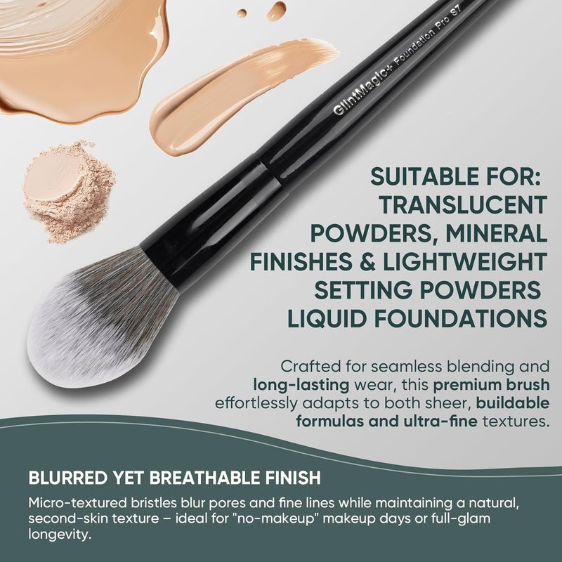 GlintMagic+ + Professional Powder Brush for Loose/Pressed Powder, Tapered Setting Powder Brush, Ultra-Soft Bristles Use for Blush & Bronzer Airbrush Finish, Mineral Makeup, Face Foundation&Contouring - Image 5